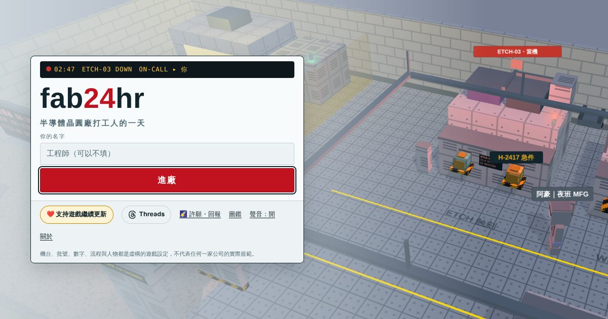 fab24hr (A Day in a Semiconductor Fab) - シミュレーション